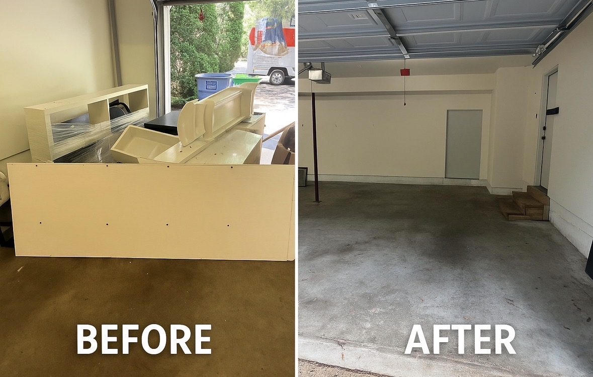 Garage before and after a cleanout
